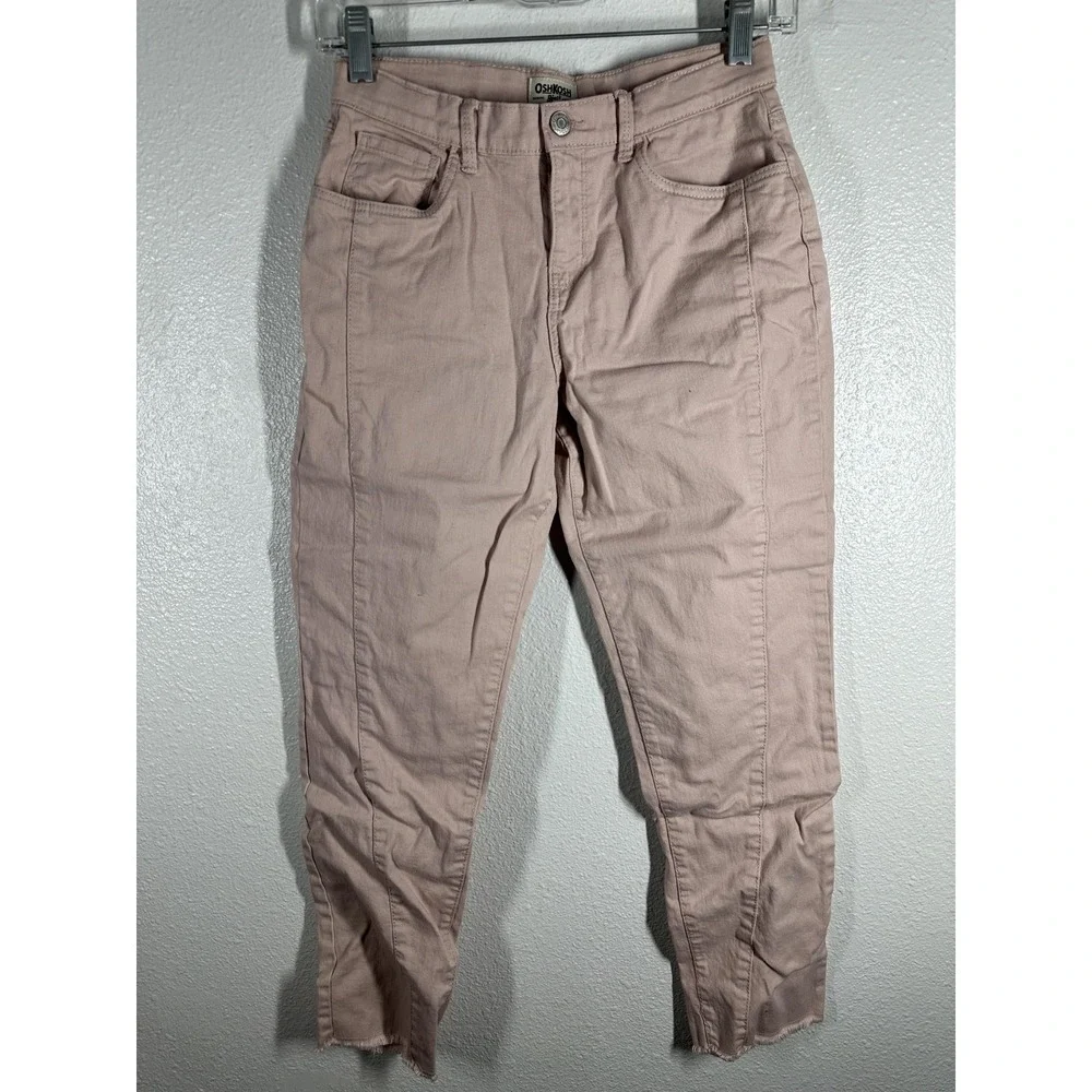 OshKosh B'gosh Pants Girls‎ 14 Pink Cropped Twill Raw Hem Casual Chinos